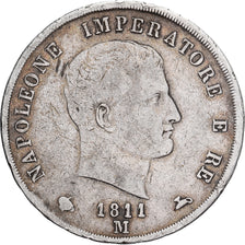 Italian States, KINGDOM OF NAPOLEON, Napoleon I, 5 Lire, 1811, Milan, Silver