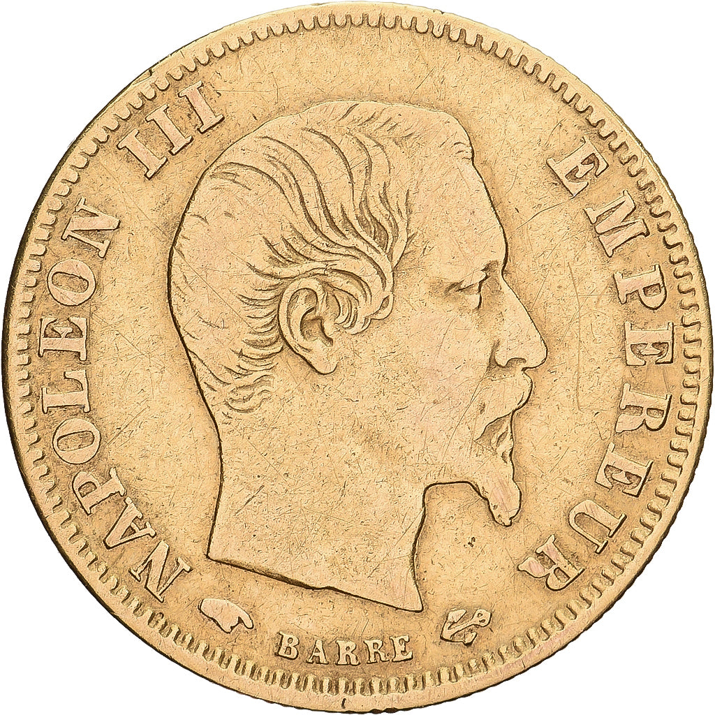 Francja, Napoleon III, 5 Francs, 1856, Paris, Złoto, VF(30-35), Gadoury:1001