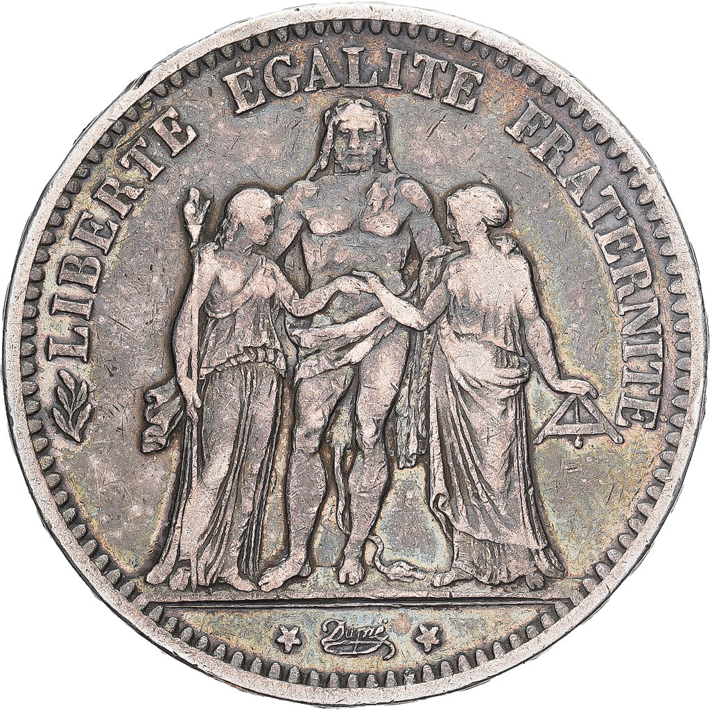 Moeda, França, Hercule, 5 Francs, 1874, Bordeaux, EF(40-45), Prata, KM:820.2
