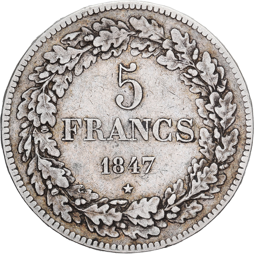 Coin, Belgium, Leopold I, 5 Francs, 5 Frank, 1847, Brussels, VF(30-35), Silver