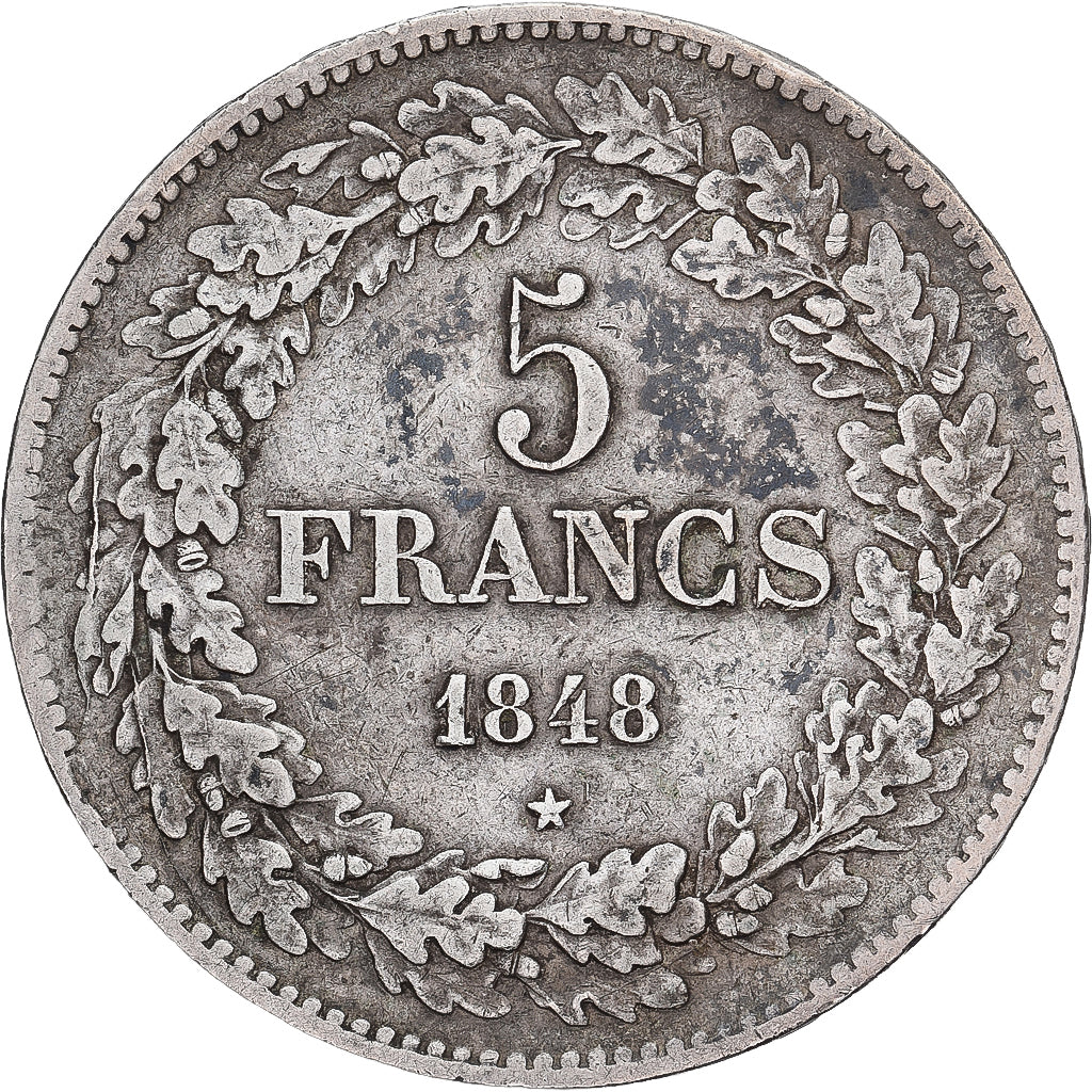 Coin, Belgium, Leopold I, 5 Francs, 5 Frank, 1848, Brussels, EF(40-45), Silver