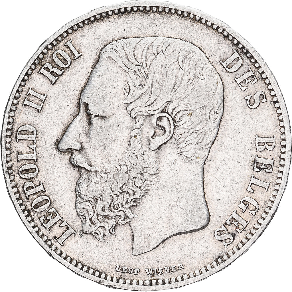 Belgium, Leopold II, 5 Francs, 5 Frank, 1866, Rare, Silver, VF(30-35), KM:25