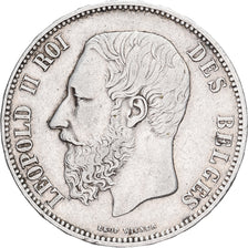 Belgium, Leopold II, 5 Francs, 5 Frank, 1866, Rare, Silver, VF(30-35), KM:25