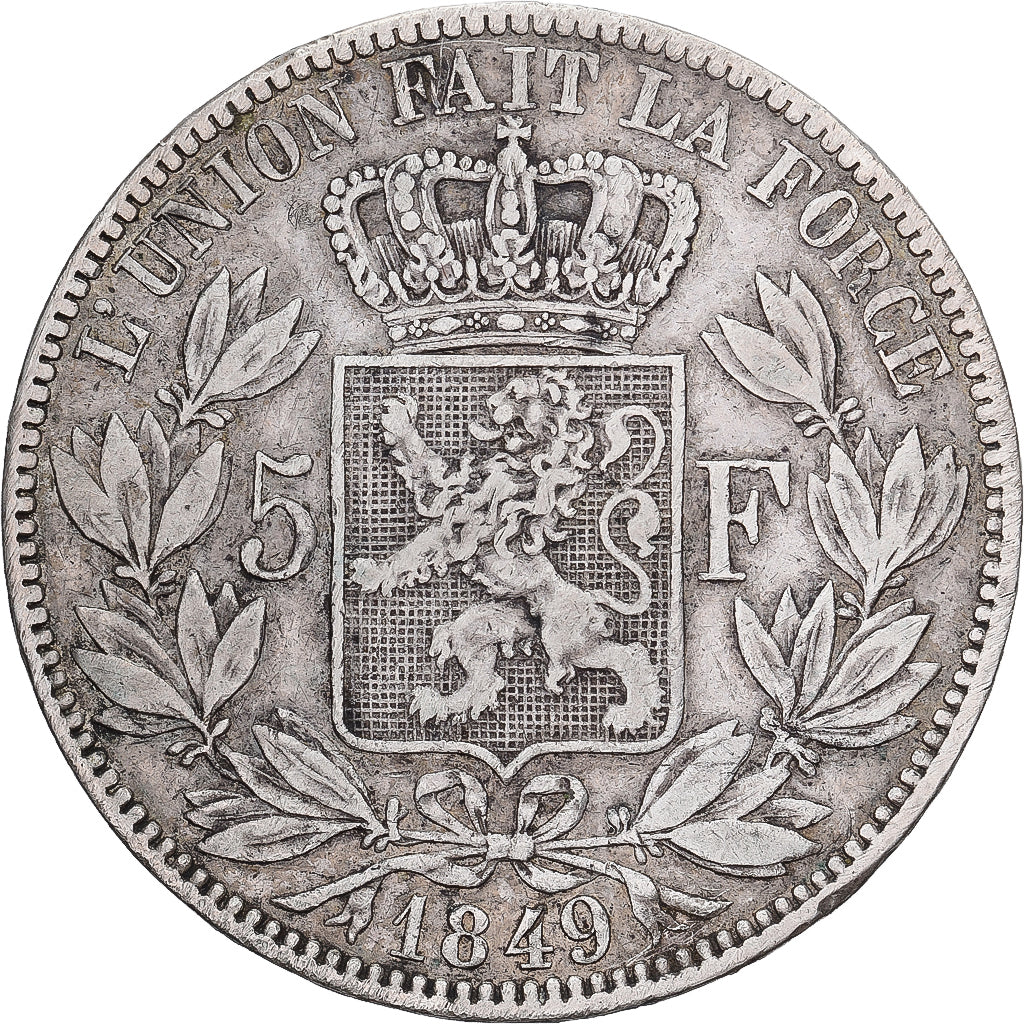 Belgium, Leopold I, 5 Francs, 1849, Brussels, Silver, VF(30-35), KM:17
