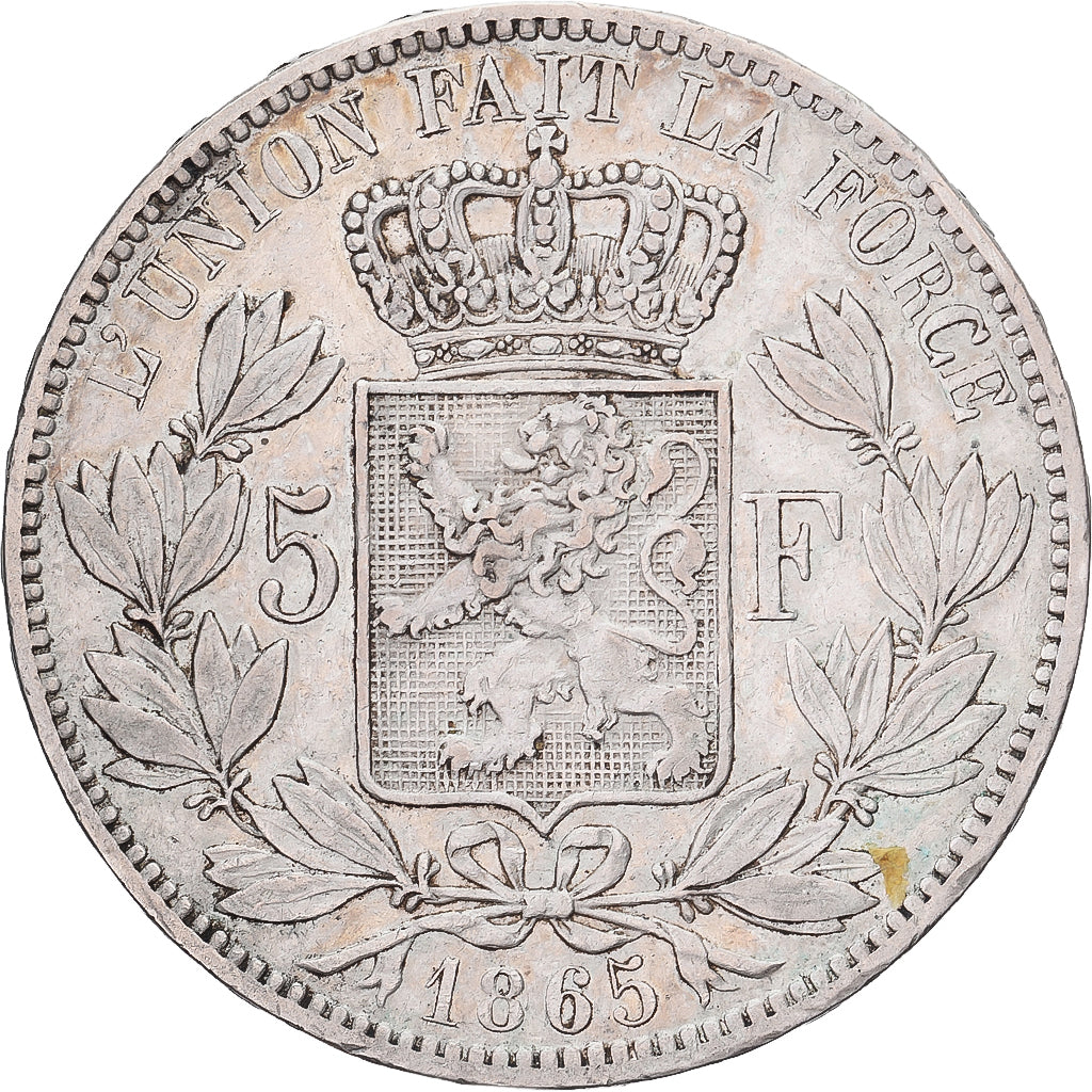Belgique, Leopold I, 5 Francs, 5 Frank, 1865, Argent, TTB, KM:17