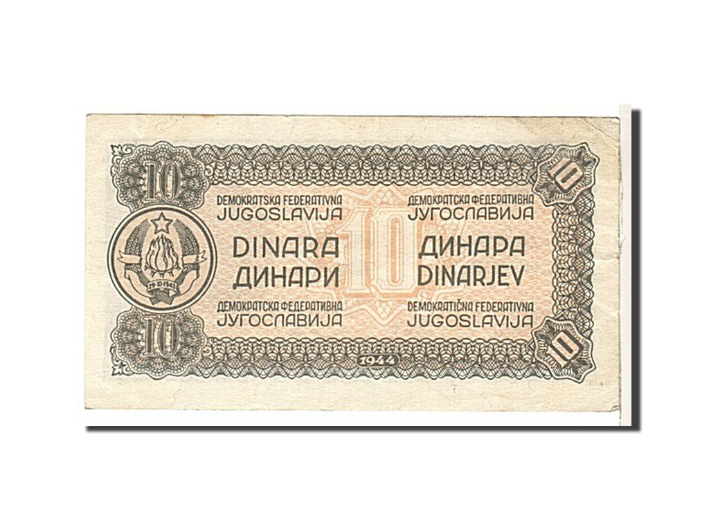 Billete, 10 Dinara, 1944, Yugoslavia, KM:50a, MBC