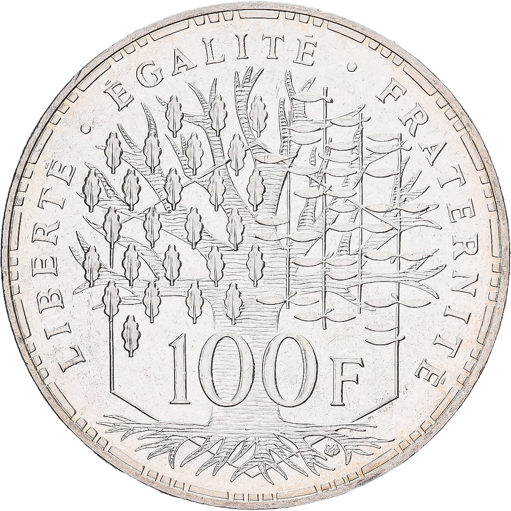 France, 100 Francs, Panthéon, 1990, MDP, Silver, MS(63), Gadoury:898