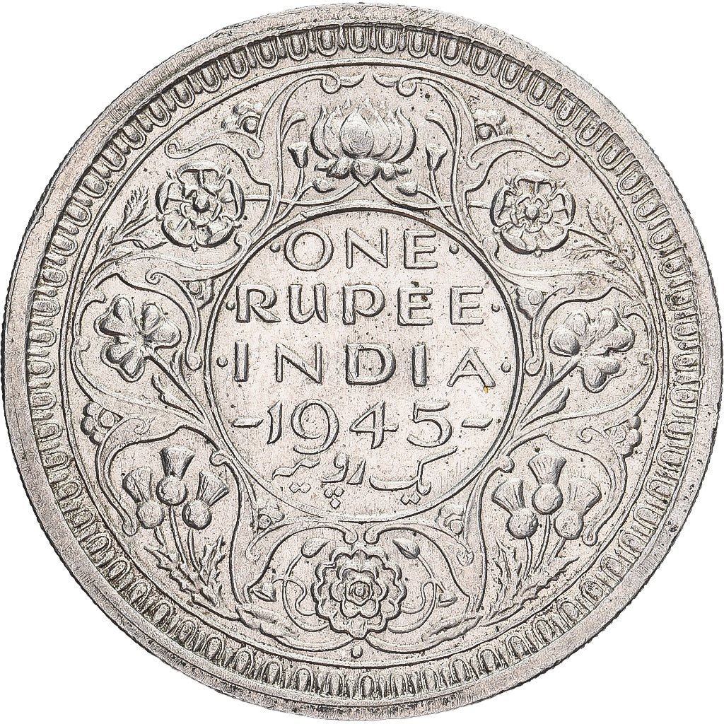 Índia-Britânica, George VI, Rupee, 1945, Prata, AU(55-58), KM:557.1