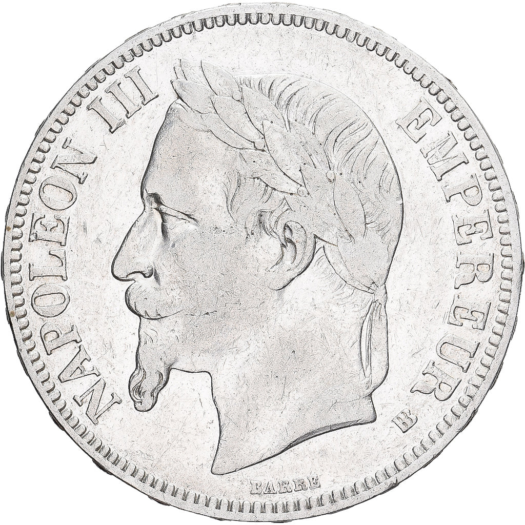 France, Napoléon III, 5 Francs, 1867, Strasbourg, EF(40-45), Silver, KM:799.2
