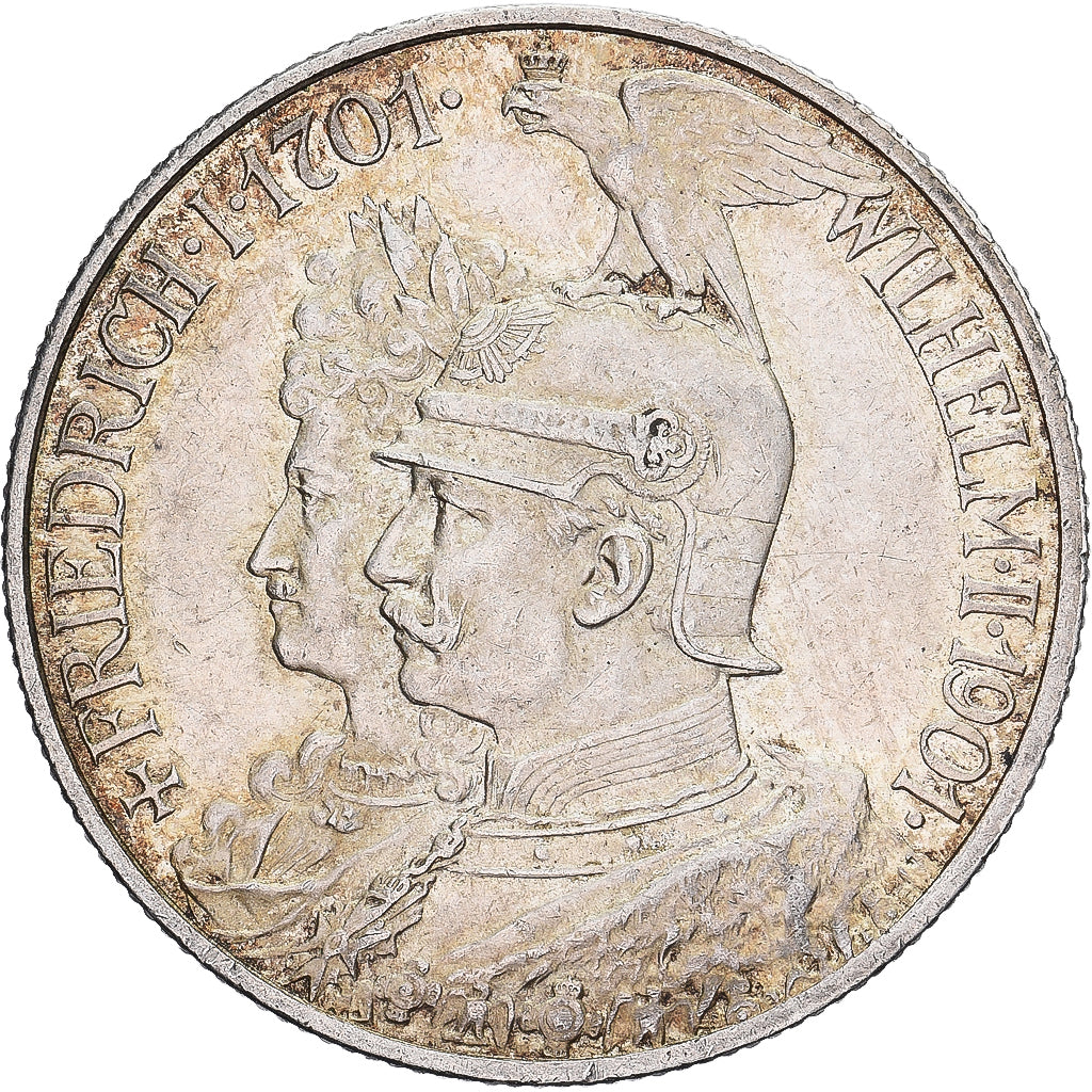 Estados alemanes, PRUSSIA, Wilhelm II, 2 Mark, 1901, Berlin, Plata, MBC+, KM:525