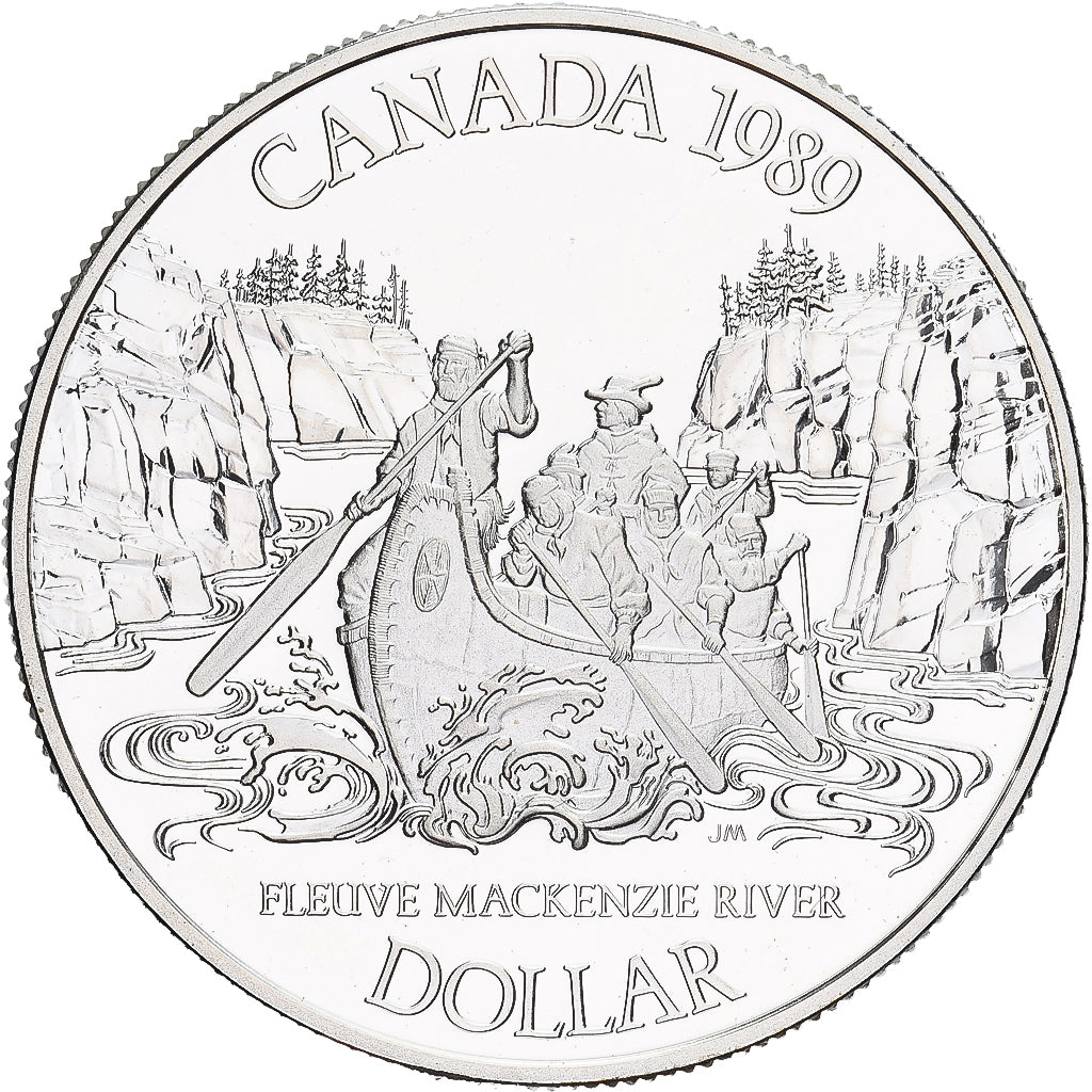 Canadá, Elizabeth II, Dollar, 1989, Royal Canadian Mint, Fleuve Mackenzie