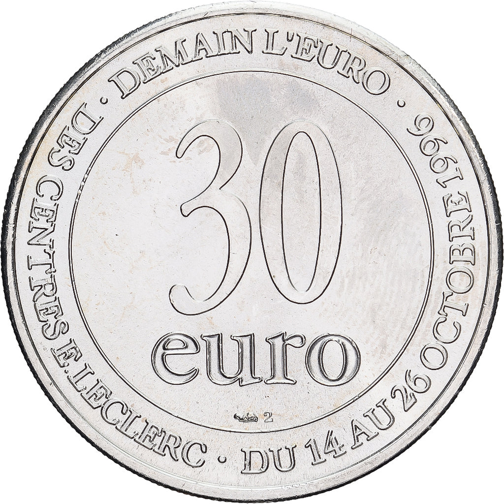 França, Medal, 30 Euro, Centres Leclerc, Indústria e comércio, 1996, MS(63)