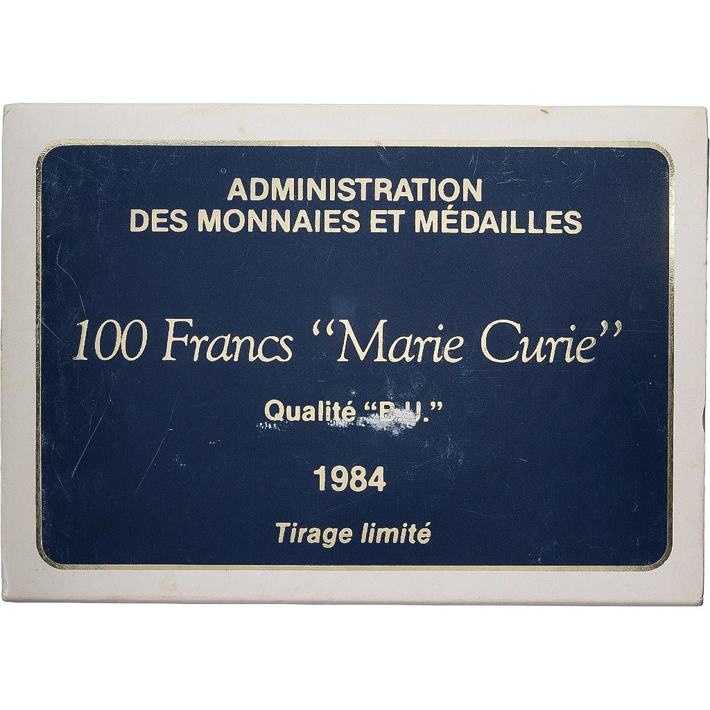 France, 100 Francs, Marie Curie, 1984, Paris, Silver, MS(65-70), KM:955