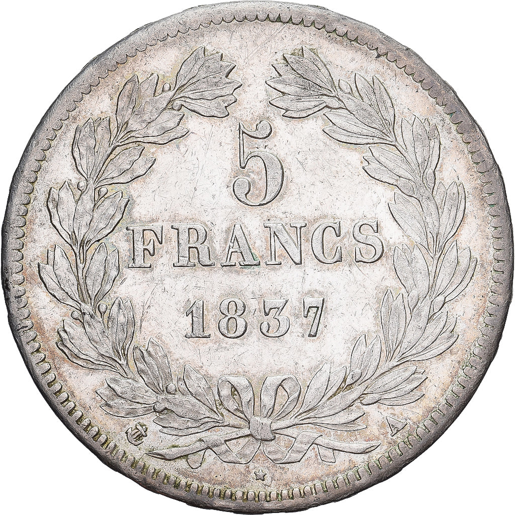 France, Louis-Philippe, 5 Francs, 1837, Paris, Argent, TTB+, Gadoury:678