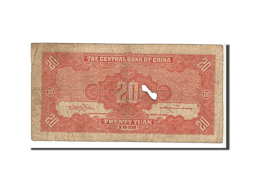 Billete, 20 Yuan, 1942, China, RC