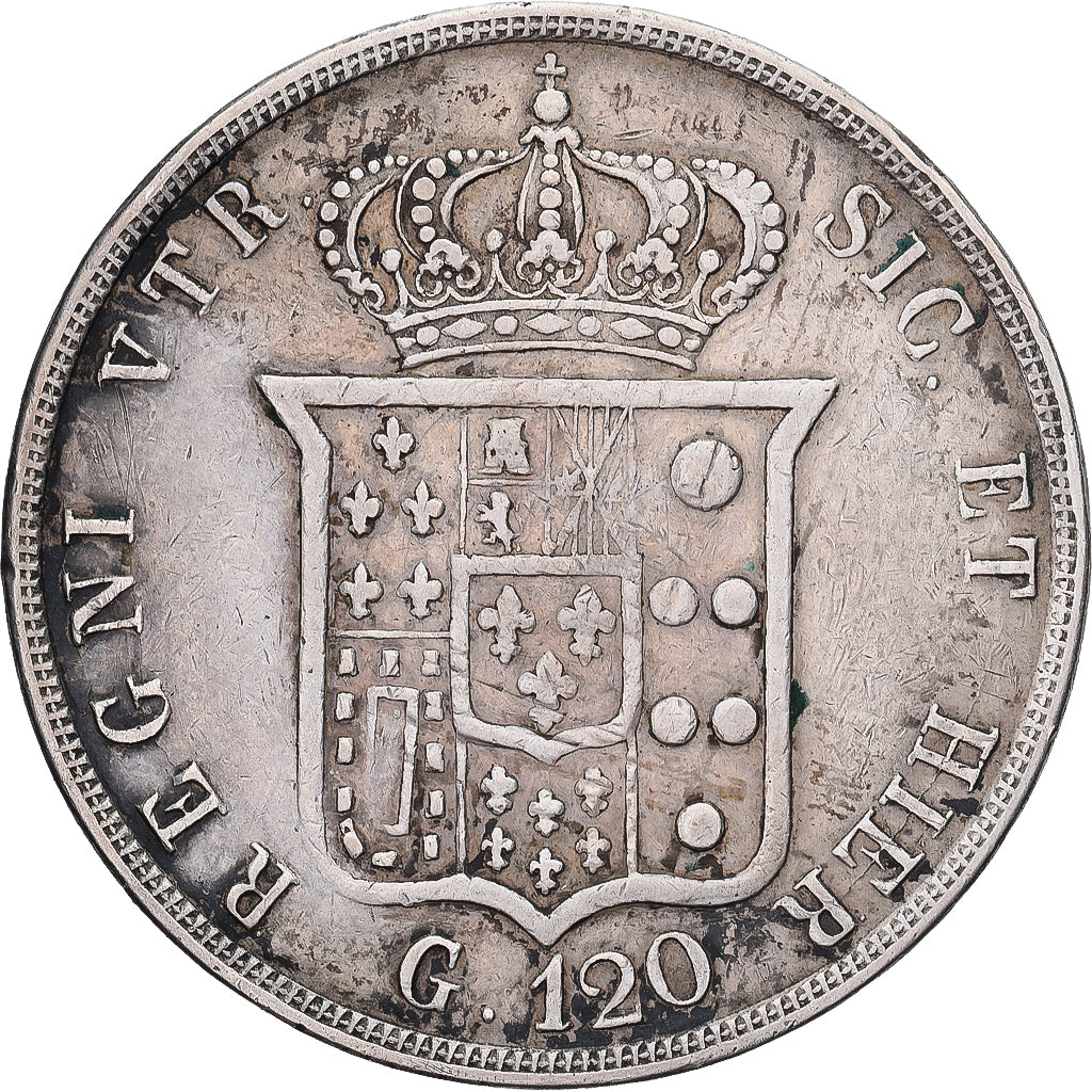Coin, ITALIAN STATES, NAPLES, Ferdinando II, 120 Grana, 1854, VF(30-35), Silver