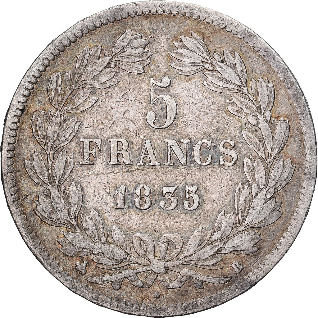 Francja, 5 Francs, Louis-Philippe, 1835, Rouen, Srebro, VF(30-35), Gadoury:678