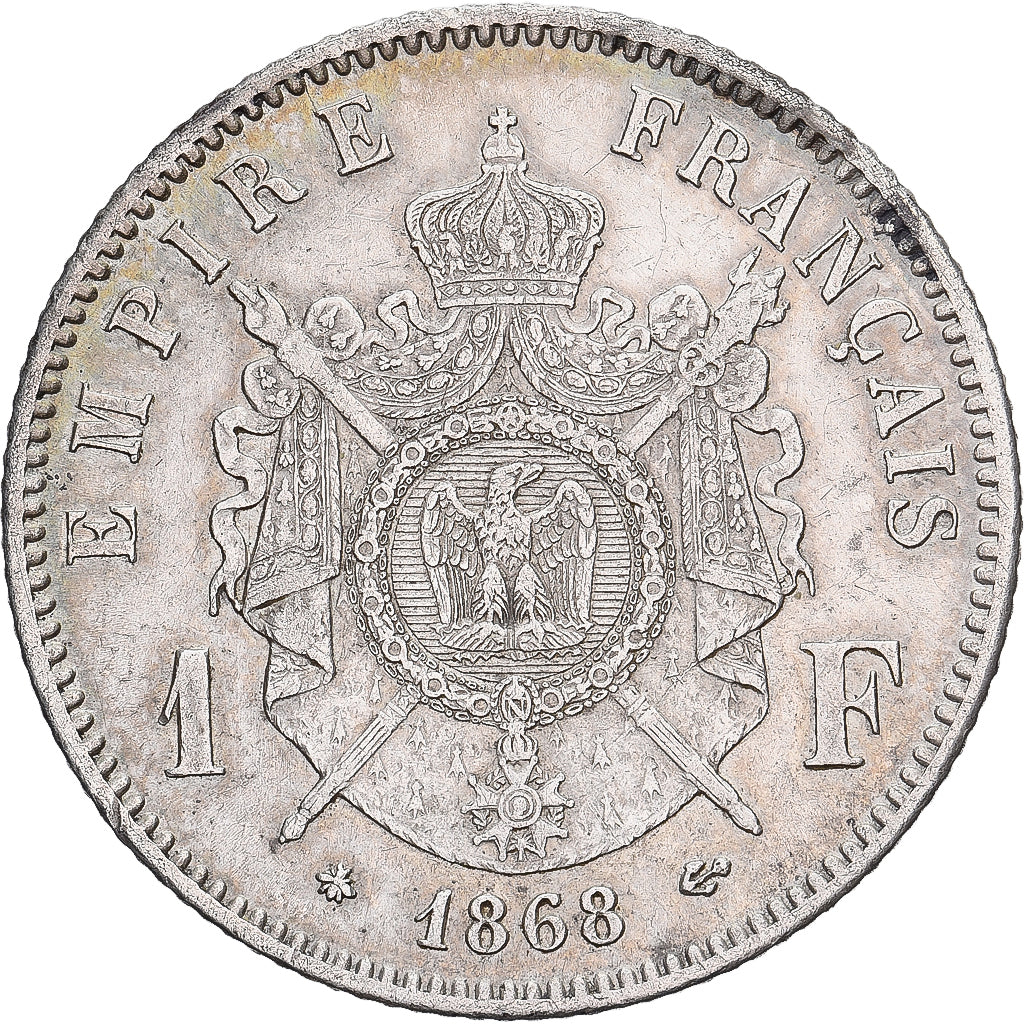 France, Napoleon III, 1 Franc, 1868, Paris, Silver, EF(40-45), Gadoury:463