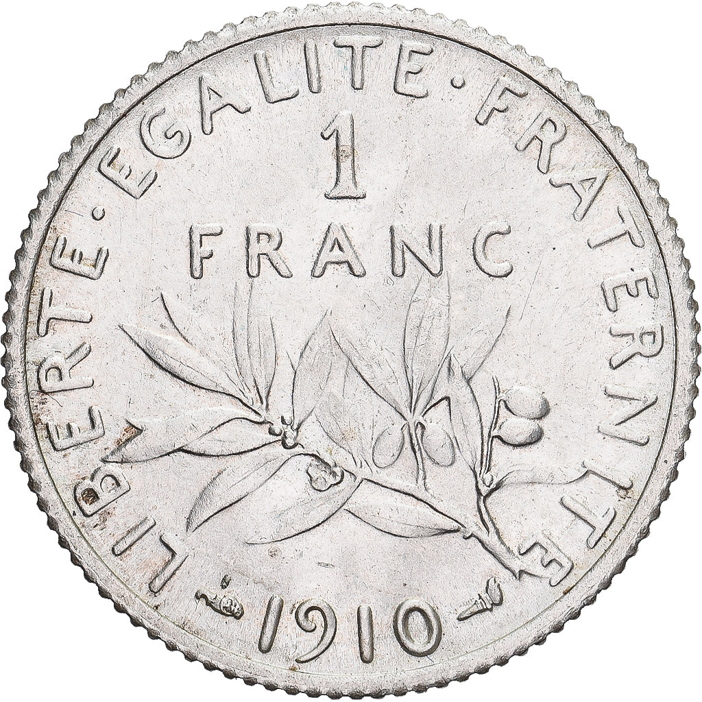 France, Semeuse, Franc, 1910, Paris, AU(50-53), Silver, KM:844.1, Gadoury:467