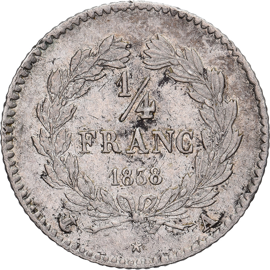 Münze, Frankreich, Louis-Philippe, 1/4 Franc, 1838, Paris, SS+, Silber