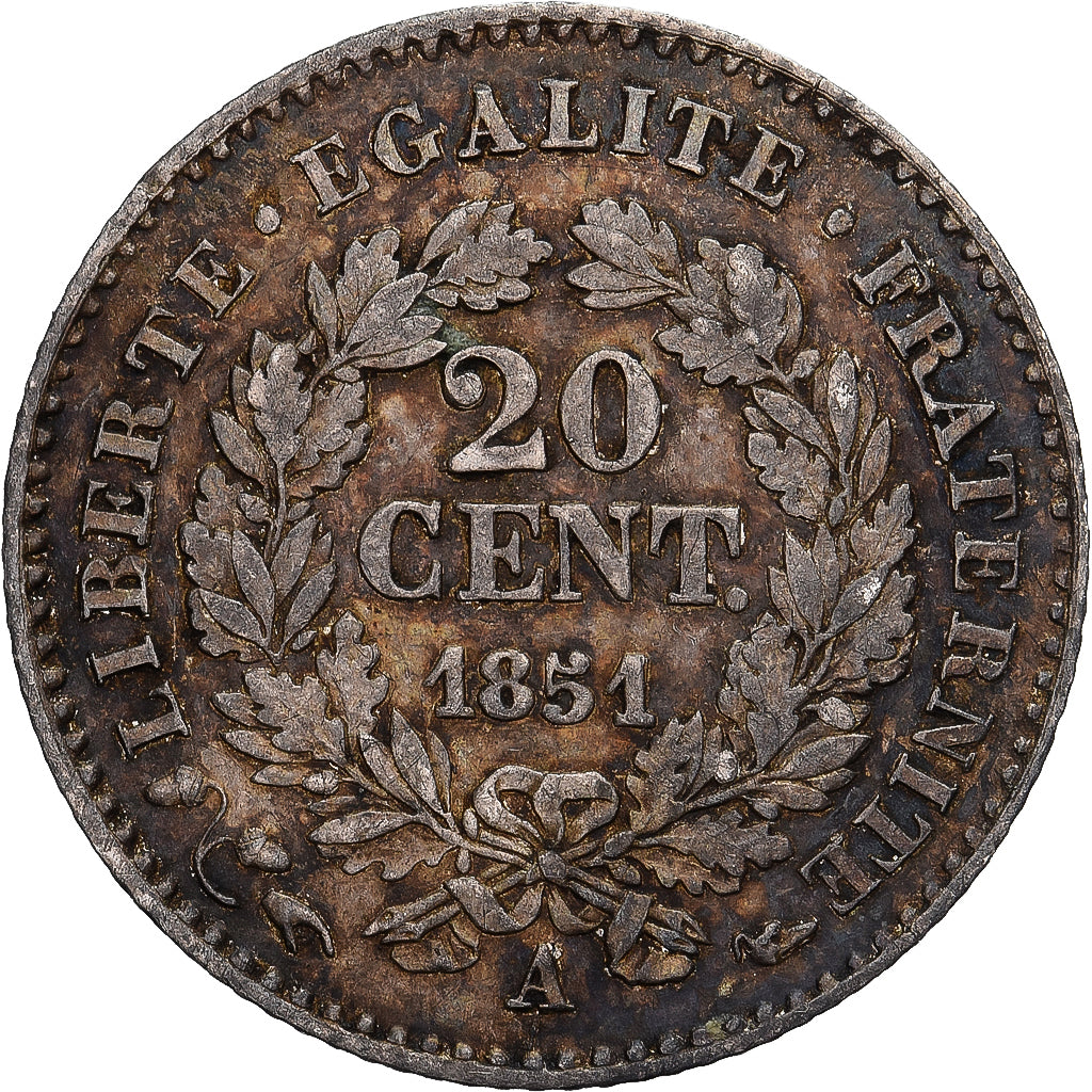 Coin, France, Cérès, 20 Centimes, 1851, Paris, EF(40-45), Silver, KM:758.1