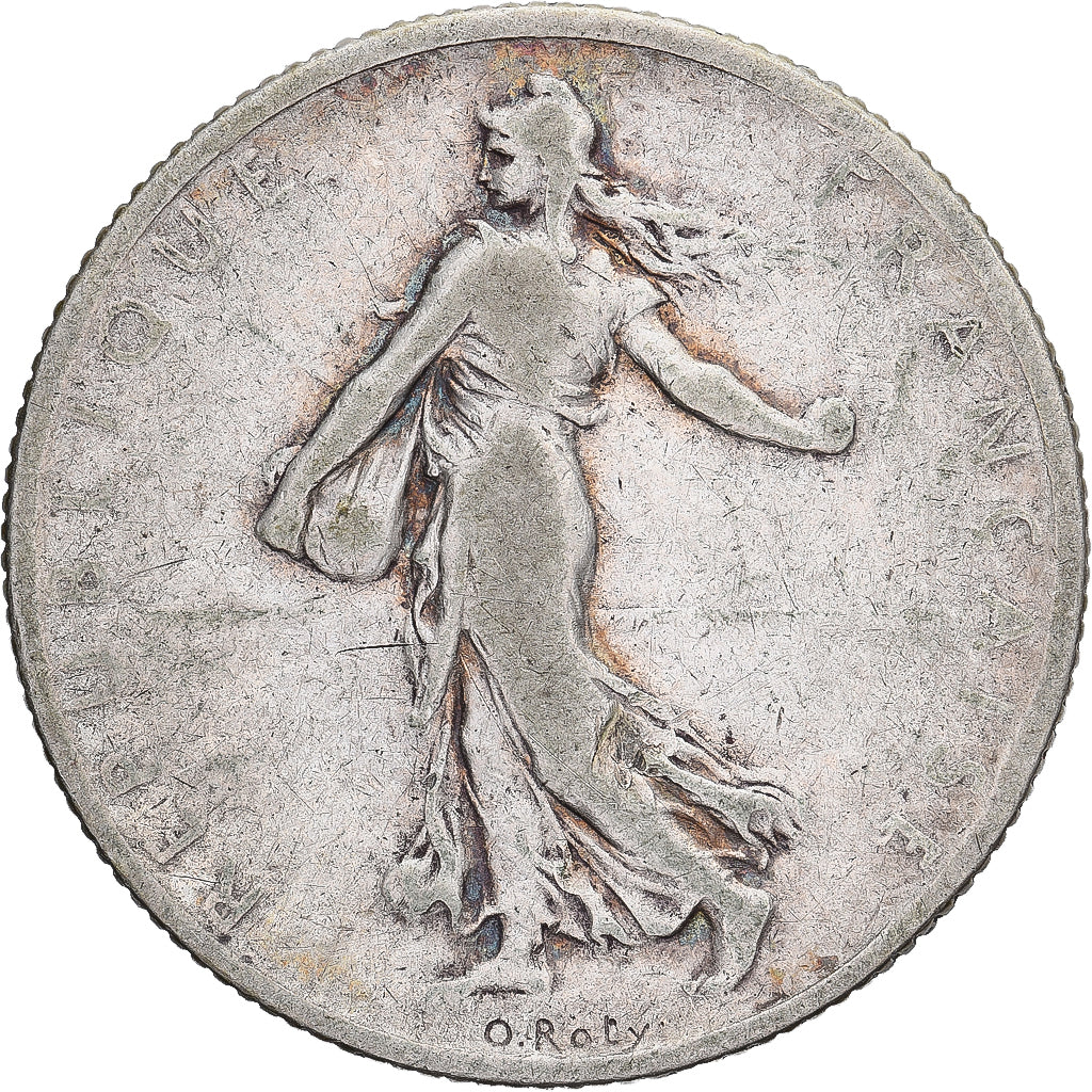 France, Semeuse, 2 Francs, 1900, Paris, F(12-15), Silver, KM:845.1