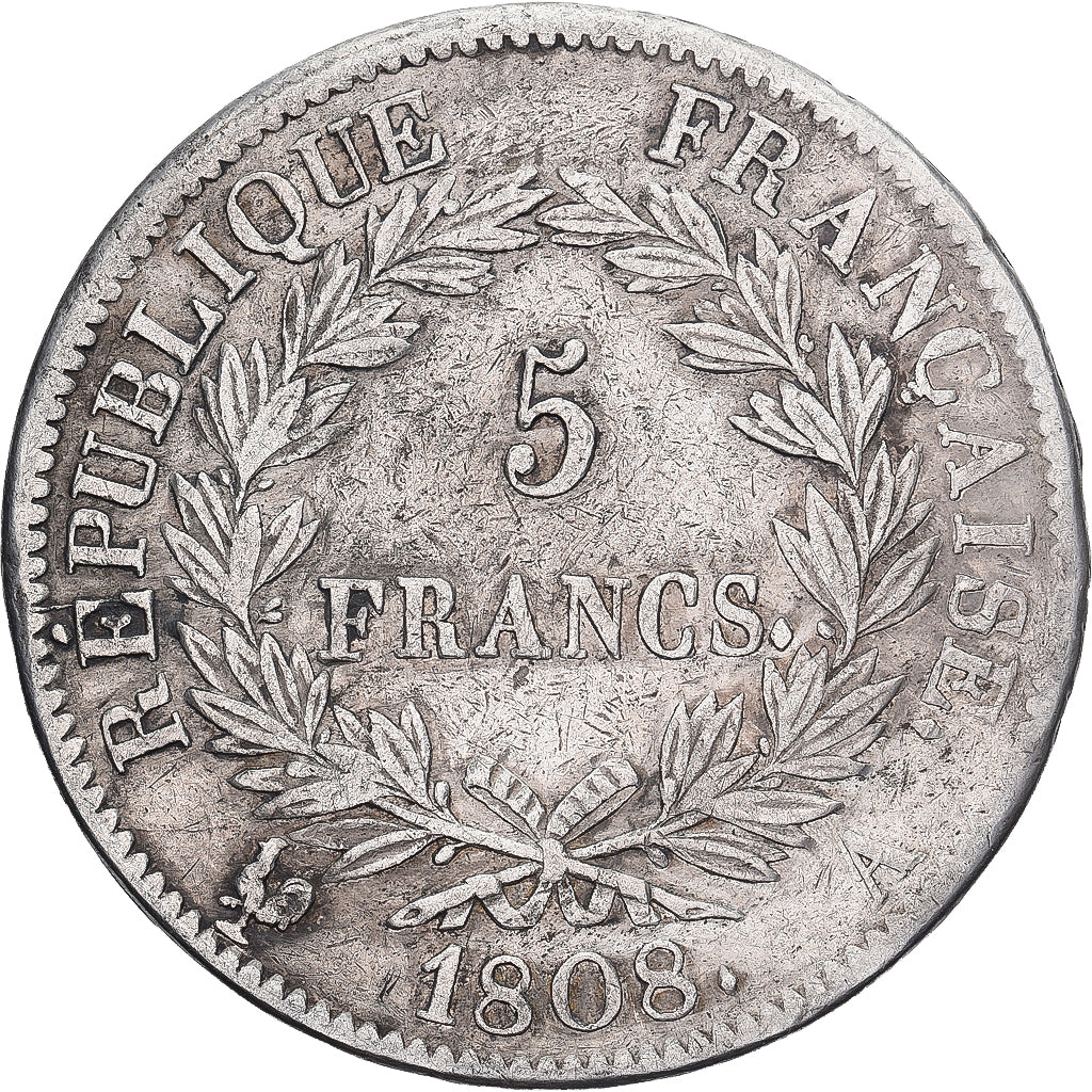France, Napoléon I, 5 Francs, 1808, Paris, VF(30-35), Silver, KM:686.1