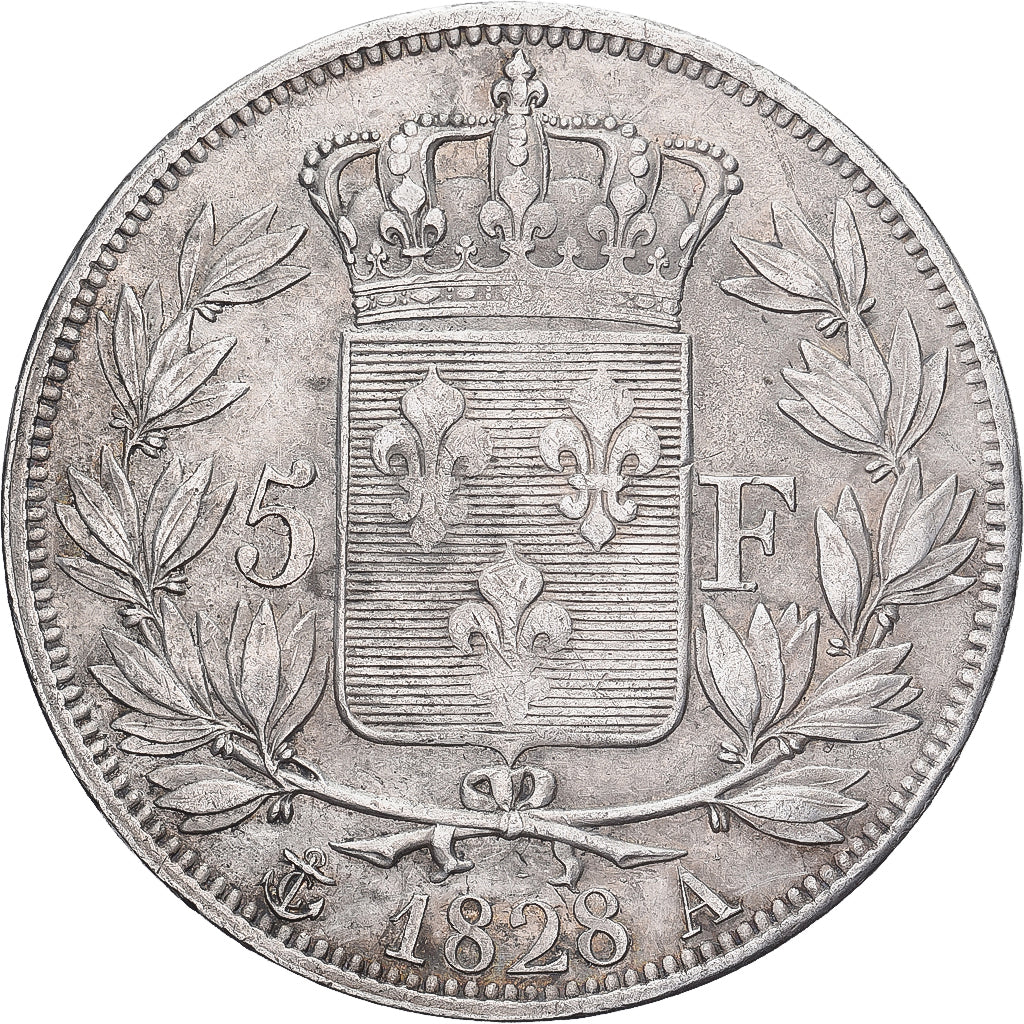 France, Charles X, 5 Francs, 1828, Paris, Silver, EF(40-45), Gadoury:644