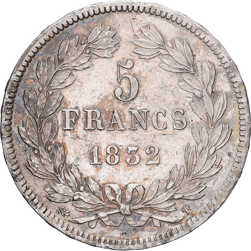 Moneta, Francia, Louis-Philippe, 5 Francs, 1832, Nantes, BB, Argento, KM:749.12