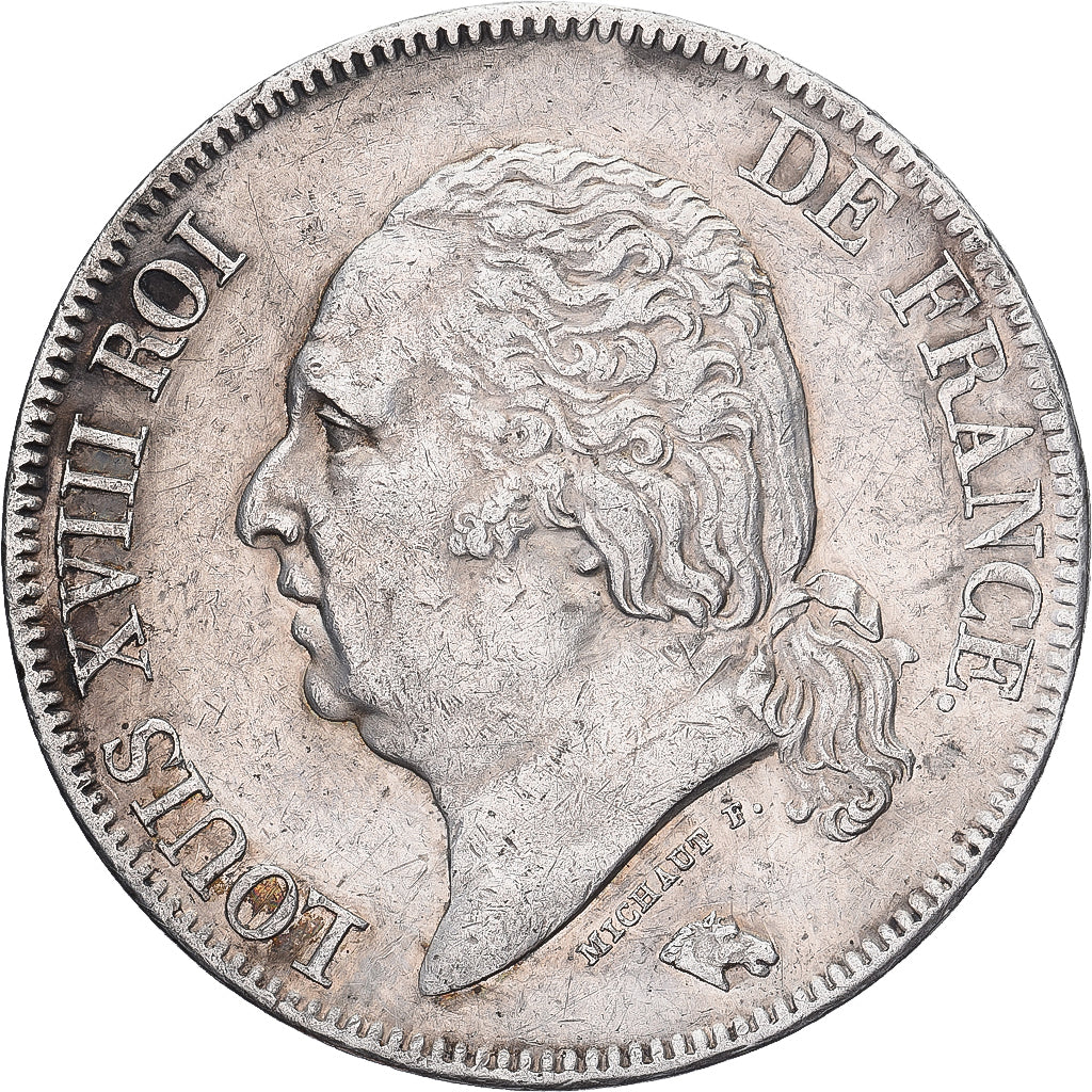 Moeda, França, Louis XVIII, Louis XVIII, 5 Francs, 1824, Paris, EF(40-45)