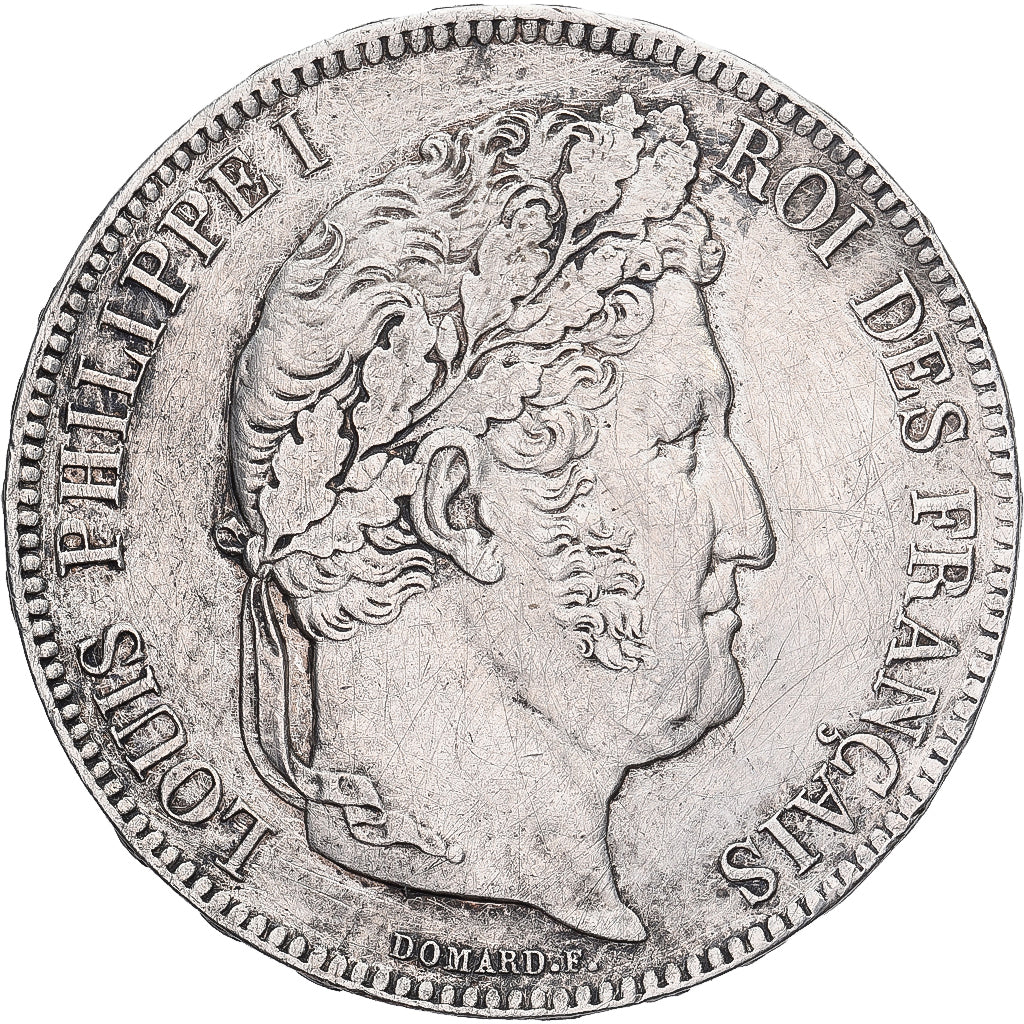 Moneda, Francia, Louis-Philippe, 5 Francs, 1832, Nantes, BC+, Plata, KM:749.12