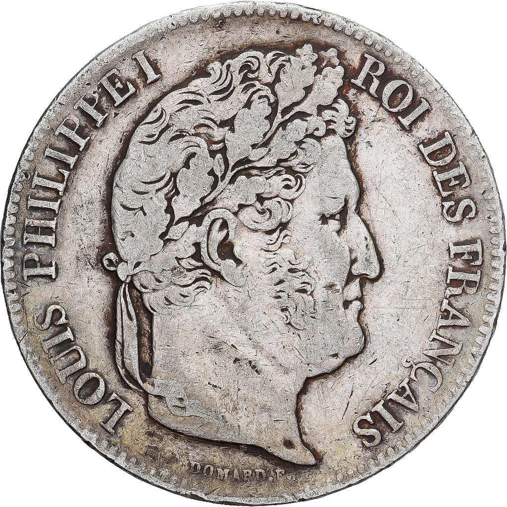 Moneda, Francia, Louis-Philippe, 5 Francs, 1839, Strasbourg, BC+, Plata
