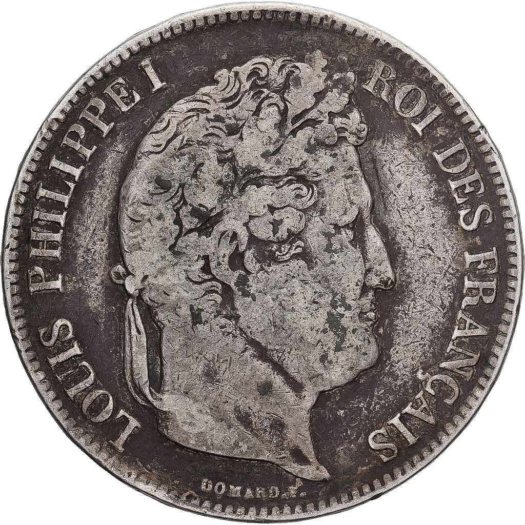 Moneda, Francia, Louis-Philippe, 5 Francs, 1834, Lyon, BC+, Plata, KM:749.4