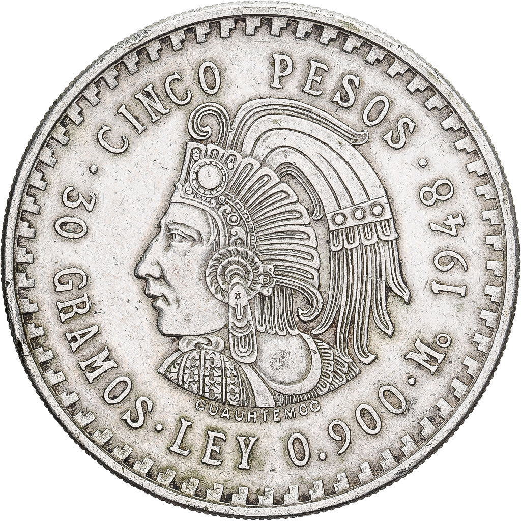 Mexico, 5 Pesos, 1948, Mexico City, Silver, AU(50-53), KM:465