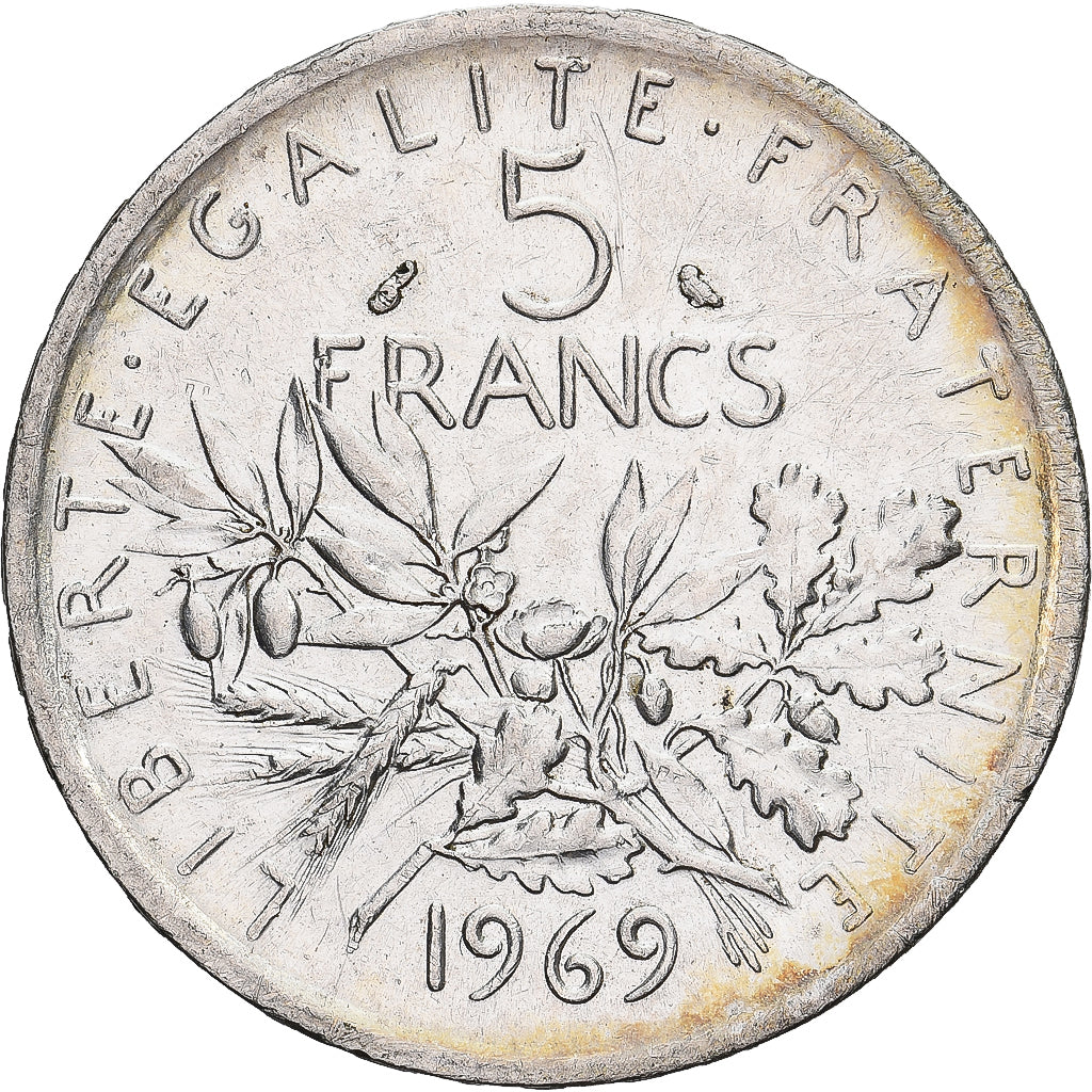 France, Semeuse, 5 Francs, 1969, Paris, MS(60-62), Silver, KM:926, Gadoury:770