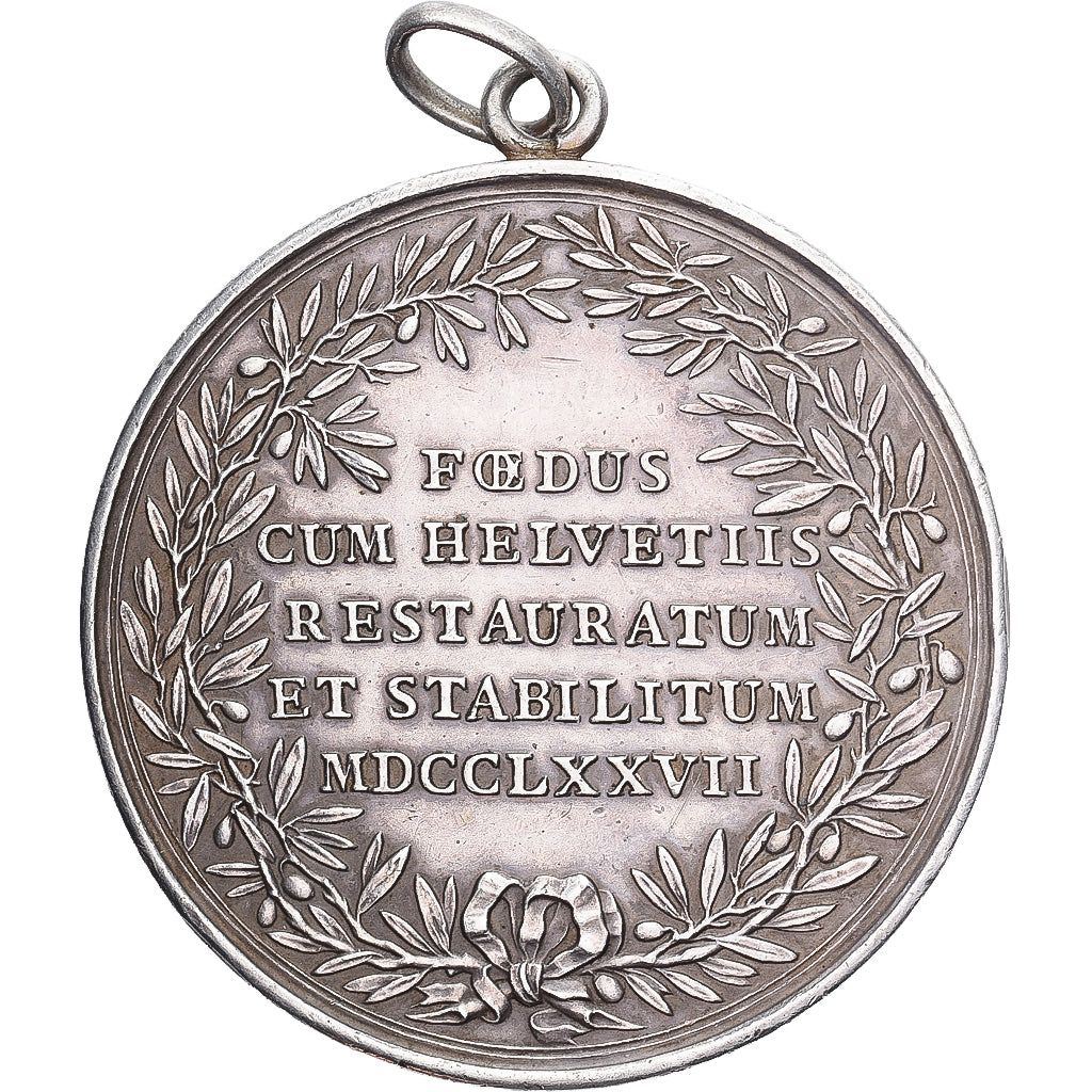 Francia, medalla, Renouvellement de L'alliance avec les Suisses, 1777, Bronce
