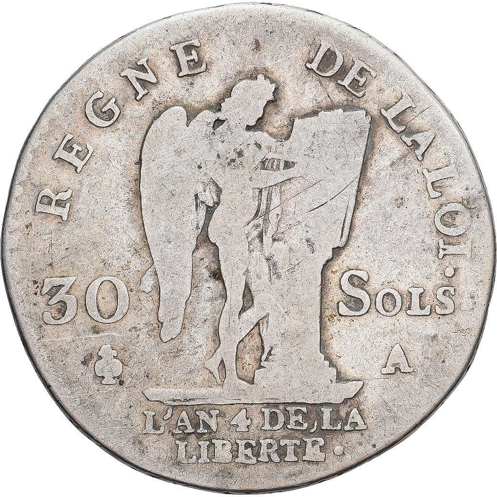 Moneta, Francja, Louis XVI, 30 sols françois, 30 Sols, 1792, Paris, F(12-15)