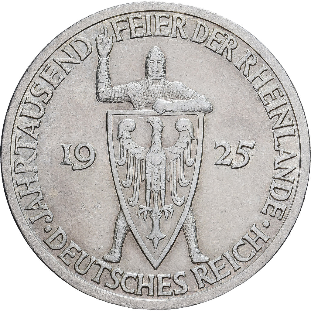 Duitsland, Weimarrepubliek, 3 Mark, Rhineland, 1925, Berlin, Zilver, ZF, KM:46