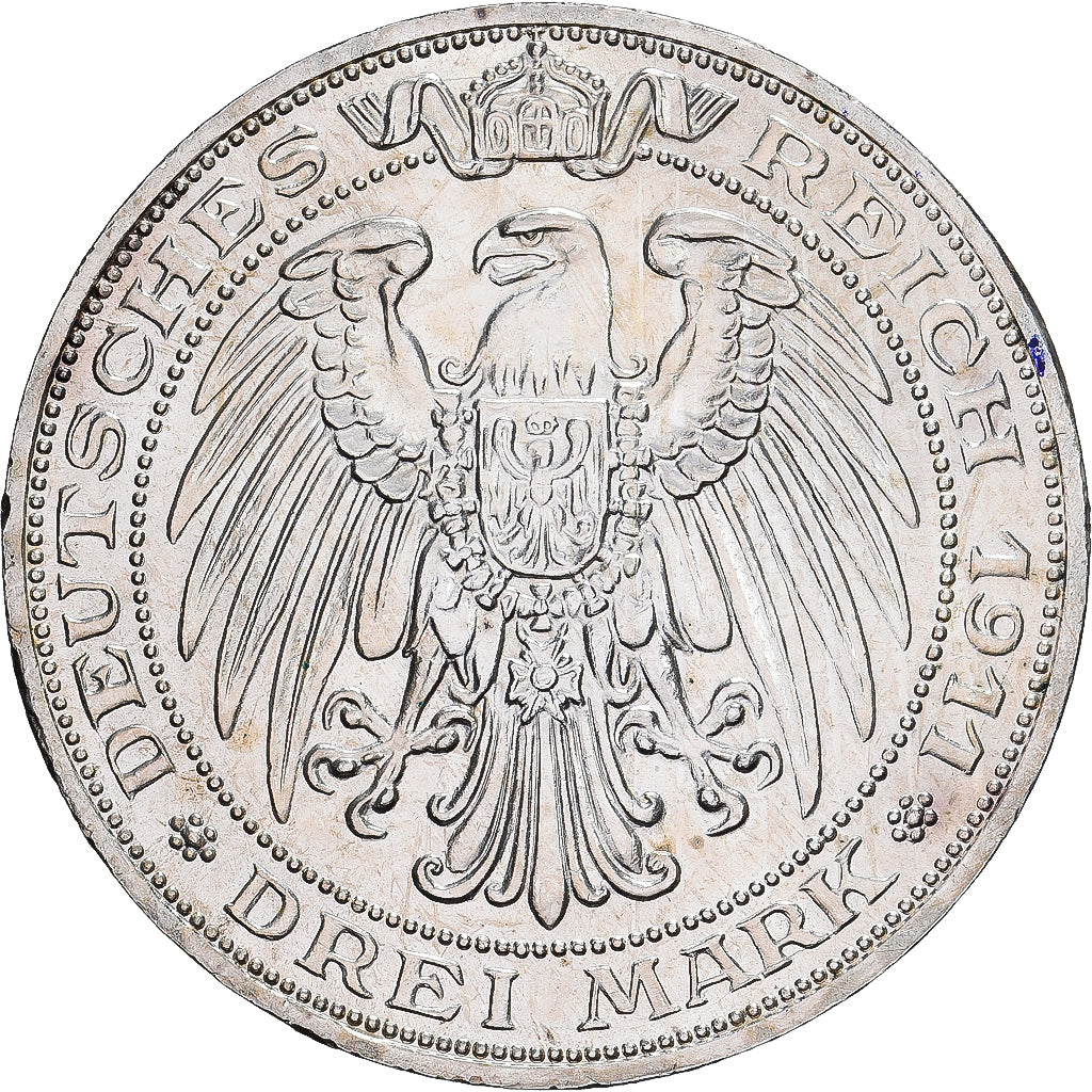Landy niemieckie, PRUSSIA, Wilhelm II, 3 Mark, 1911, Berlin, Srebro, AU(55-58)