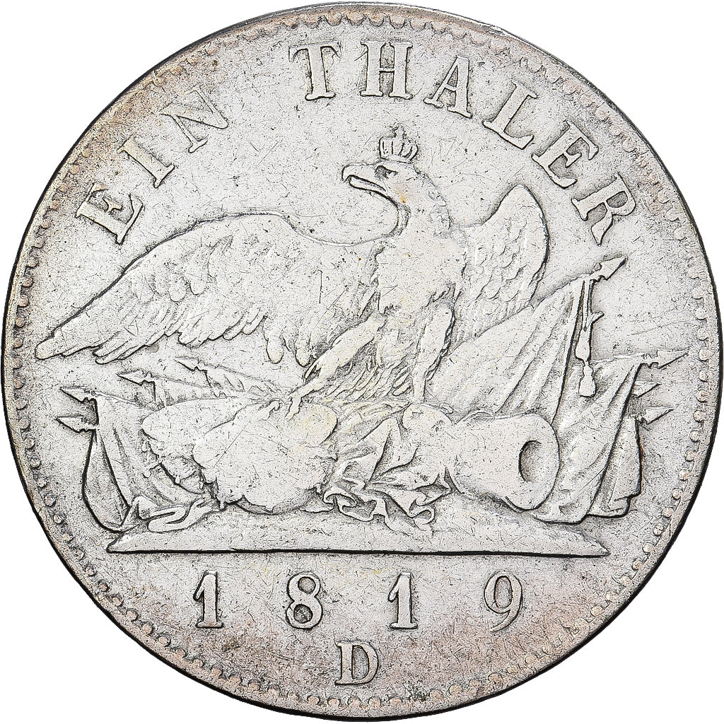 Prussia, Friedrich Wilhelm III, 1 Thaler, 1819, Düsseldorf, Argento, MB+