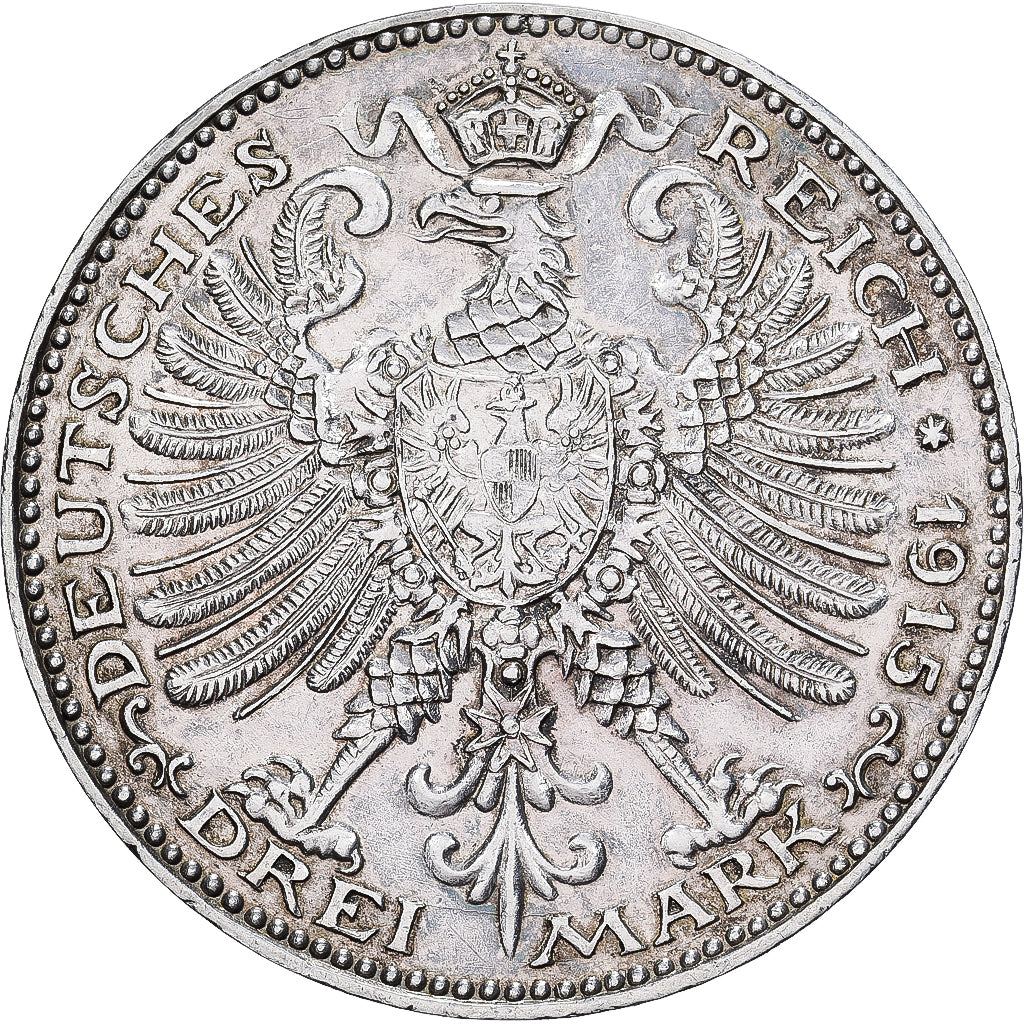 Niemcy, Kingdom of Saxony, Wilhelm Ernst, 3 Mark, 1915, Berlin, Srebro