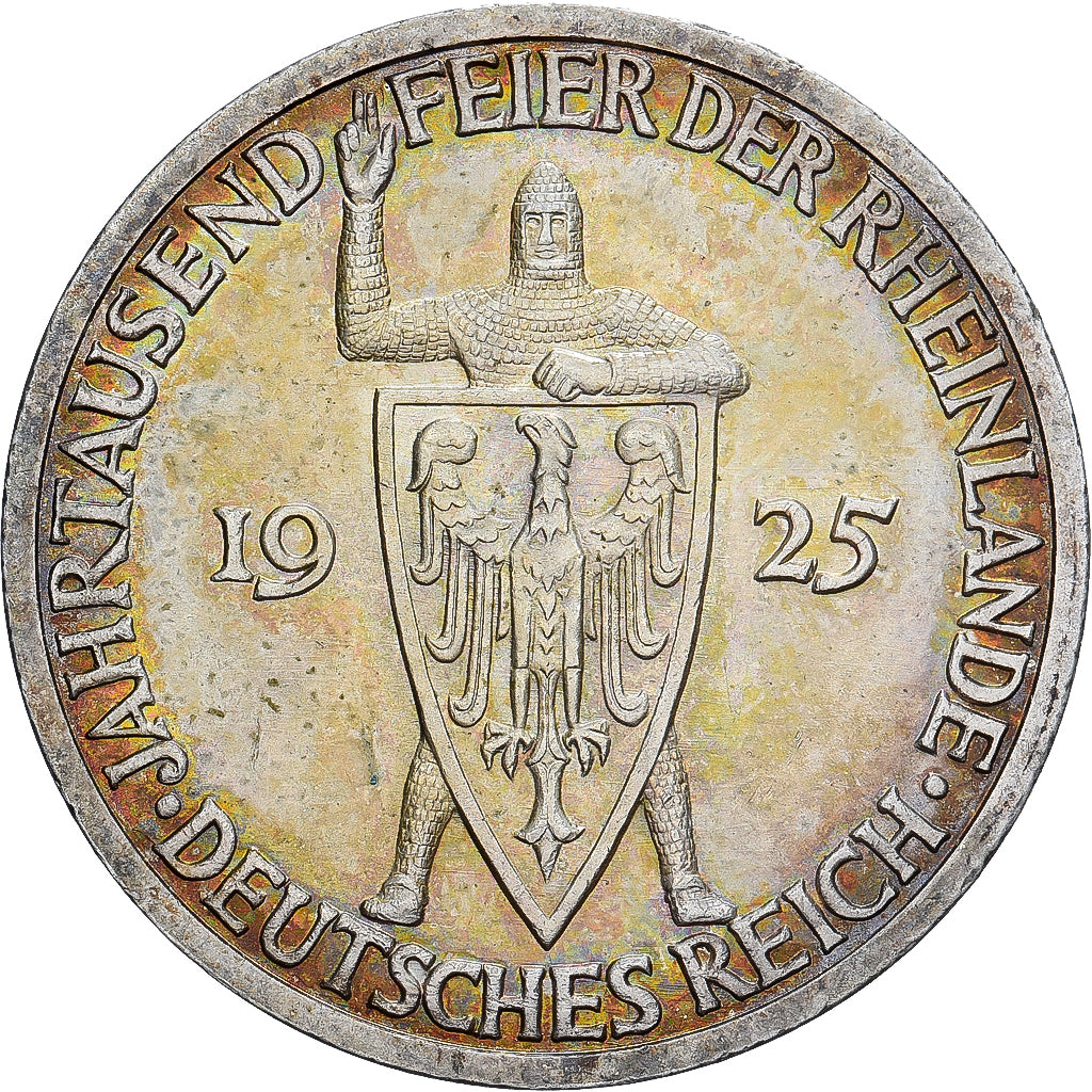Germany, Weimar Republic, 3 Mark, Rhineland, 1925, Berlin, Silver, AU(50-53)