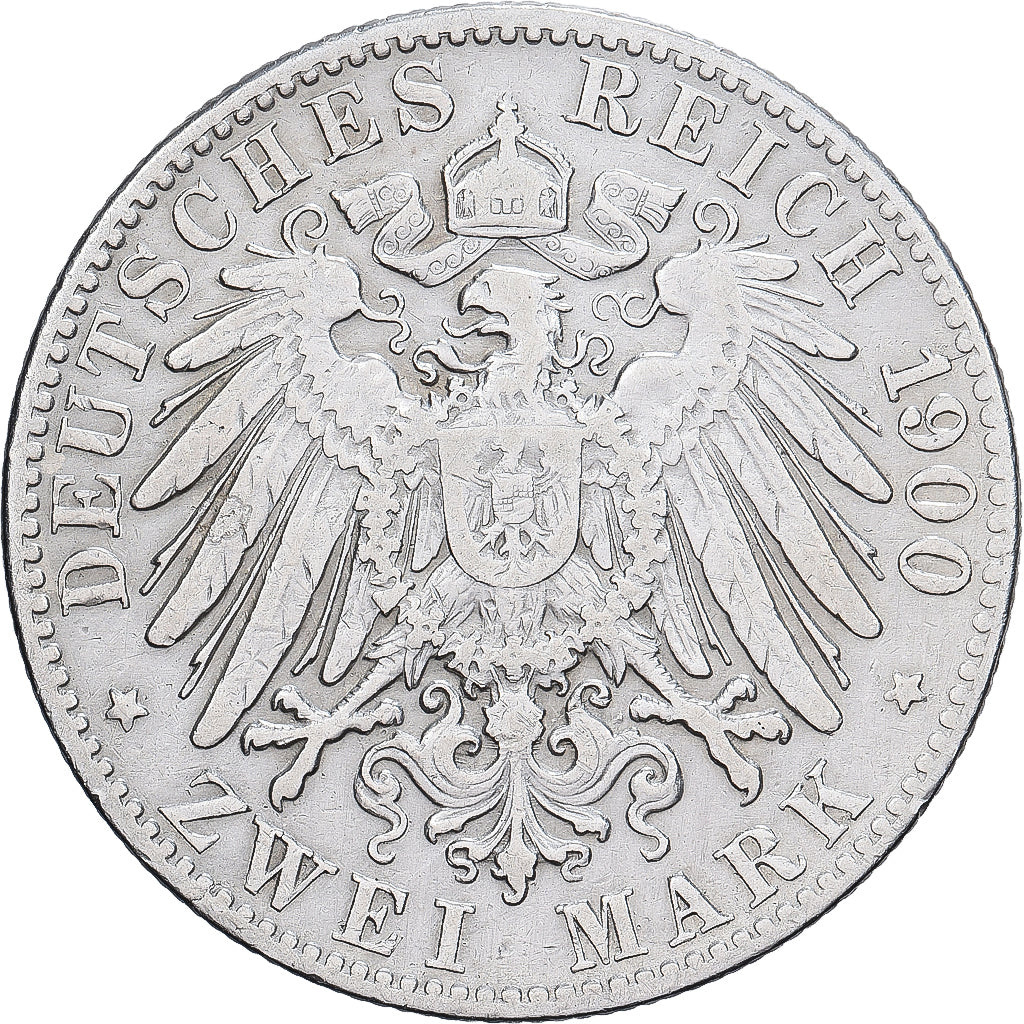 Estados Alemães, HAMBURG, 2 Mark, 1900, Hamburg, Prata, AU(50-53), KM:612