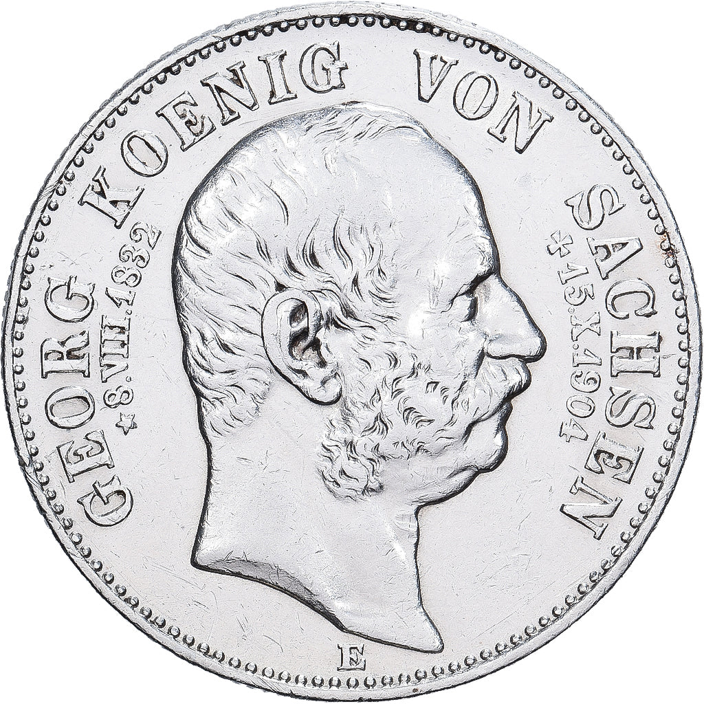 Niemcy, Kingdom of Saxony, Georg, 2 Mark, 1904, Muldenhütten, Srebro