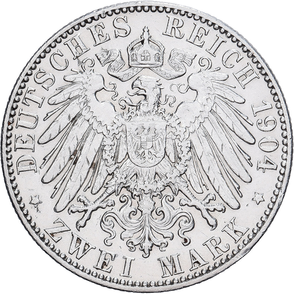 Niemcy, Kingdom of Saxony, Georg, 2 Mark, 1904, Muldenhütten, Srebro