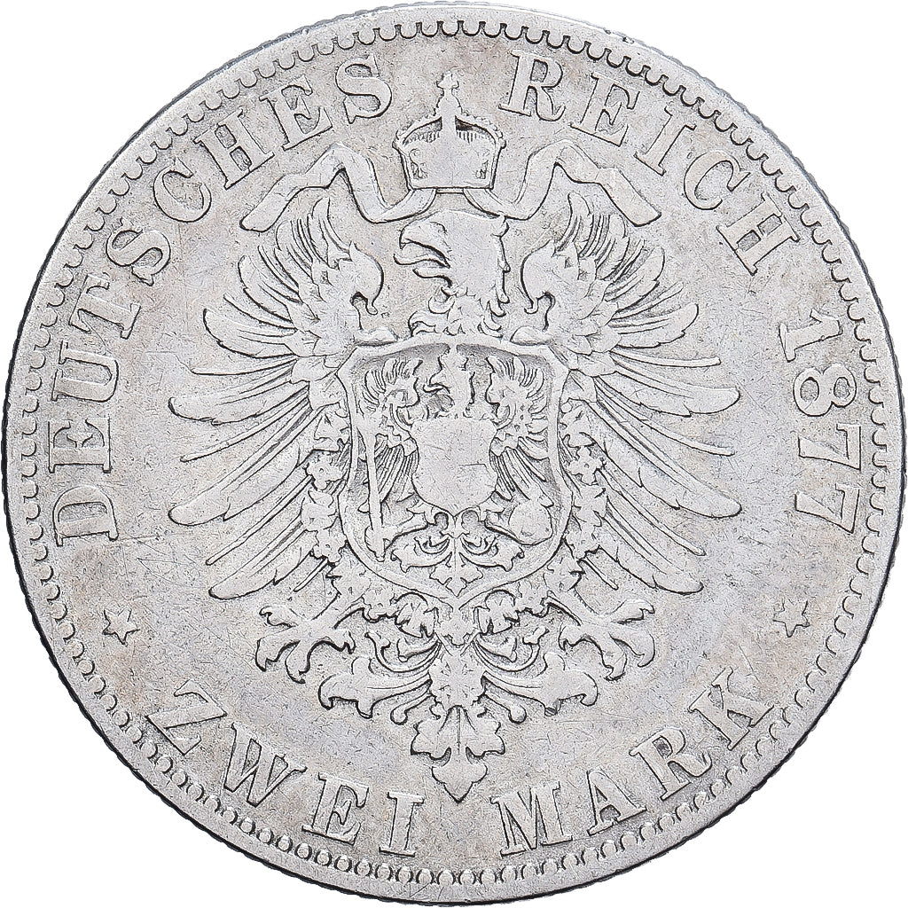 Estados alemanes, 2 Mark, 1877, Berlin, Plata, BC+