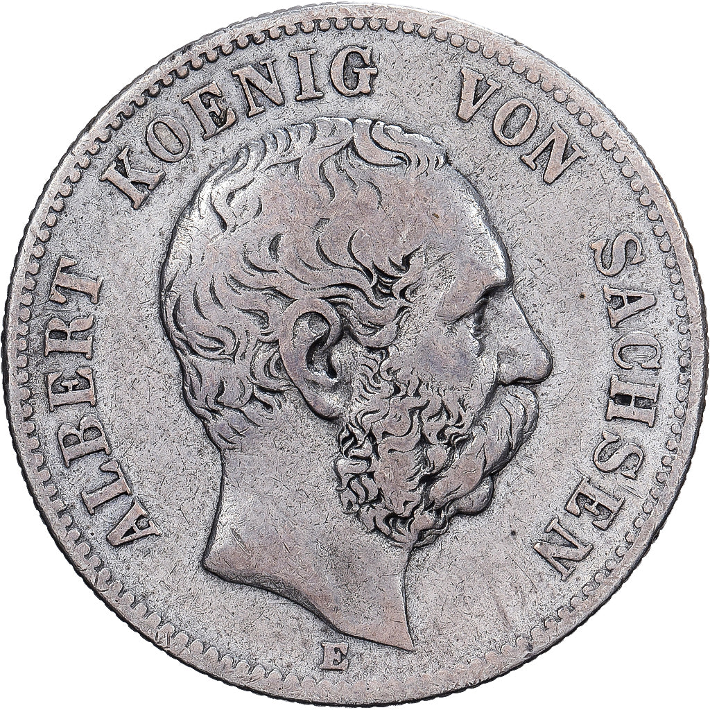 German States, SAXONY-ALBERTINE, Albert, 2 Mark, 1883, Dresden, Silver