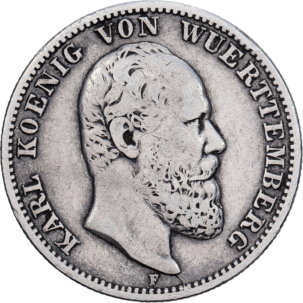 Moneta, Landy niemieckie, WURTTEMBERG, Karl I, Charles Ier, 2 Mark, 1877
