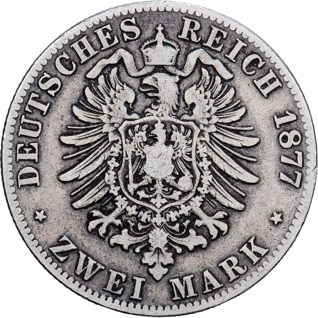 Moneta, Landy niemieckie, WURTTEMBERG, Karl I, Charles Ier, 2 Mark, 1877