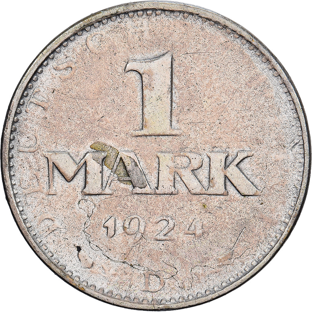 République de Weimar, Mark, 1924, Munich, Argent, TB+, KM:42